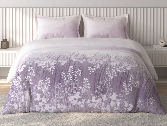 Spaces Vortex Light Violet Floral 100% Cotton Crafted Comfort Large Bedsheet with 2 Pillow Covers - 108 x 108 Inches