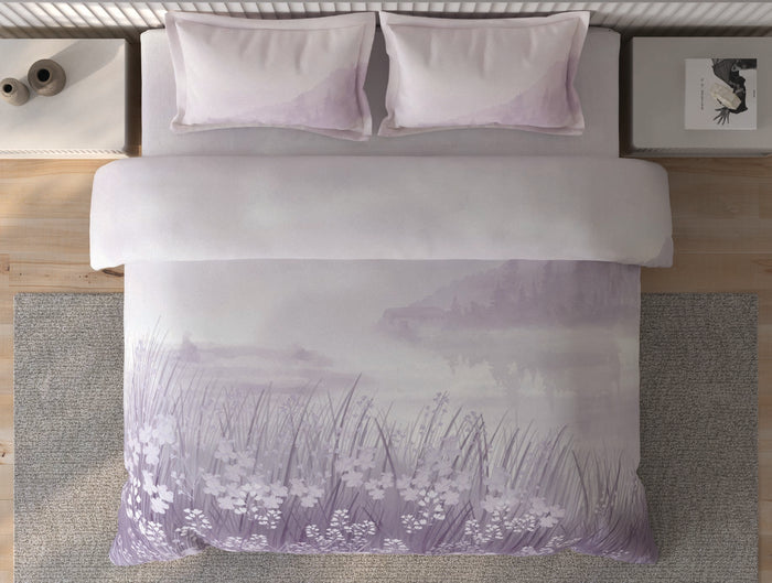 Spaces Vortex Light Violet Floral 100% Cotton Crafted Comfort Large Bedsheet with 2 Pillow Covers - 108 x 108 Inches
