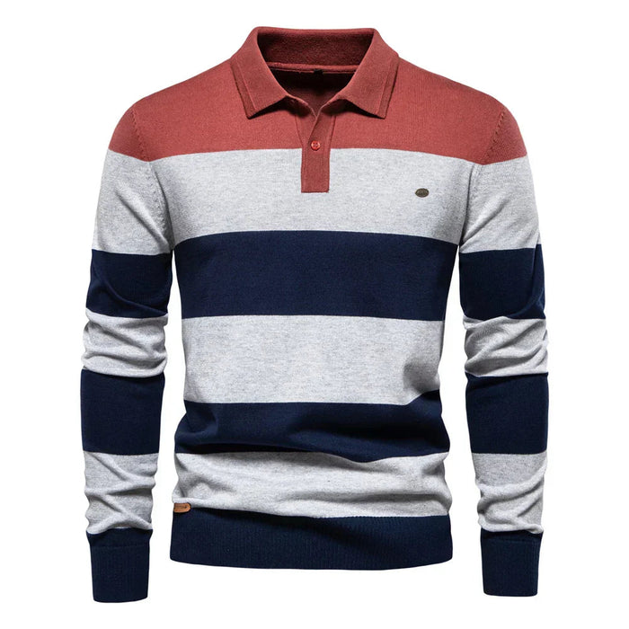 Striped Knitted Polo Jumper