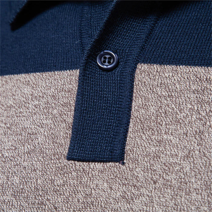 Striped Knitted Polo Jumper