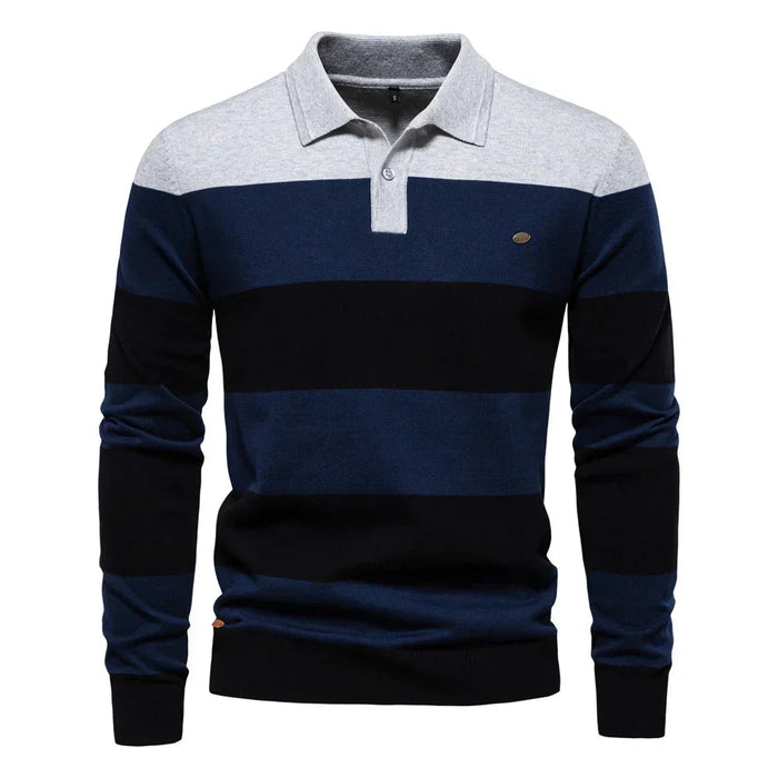 Striped Knitted Polo Jumper