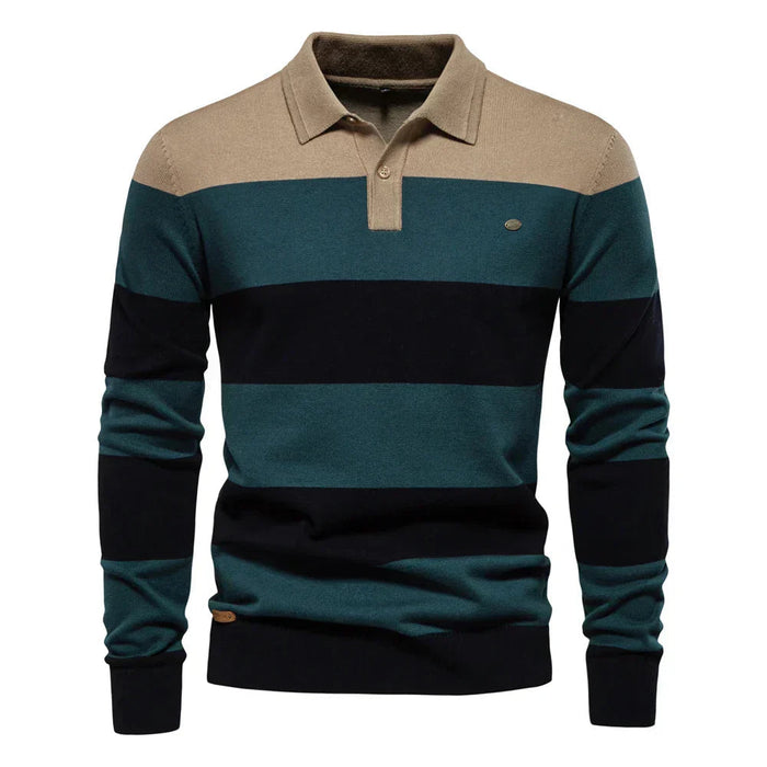 Striped Knitted Polo Jumper