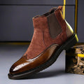 Suede Panel Leather Boots