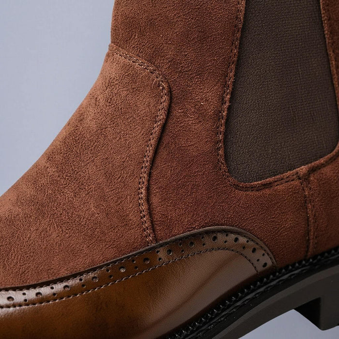 Suede Panel Leather Boots