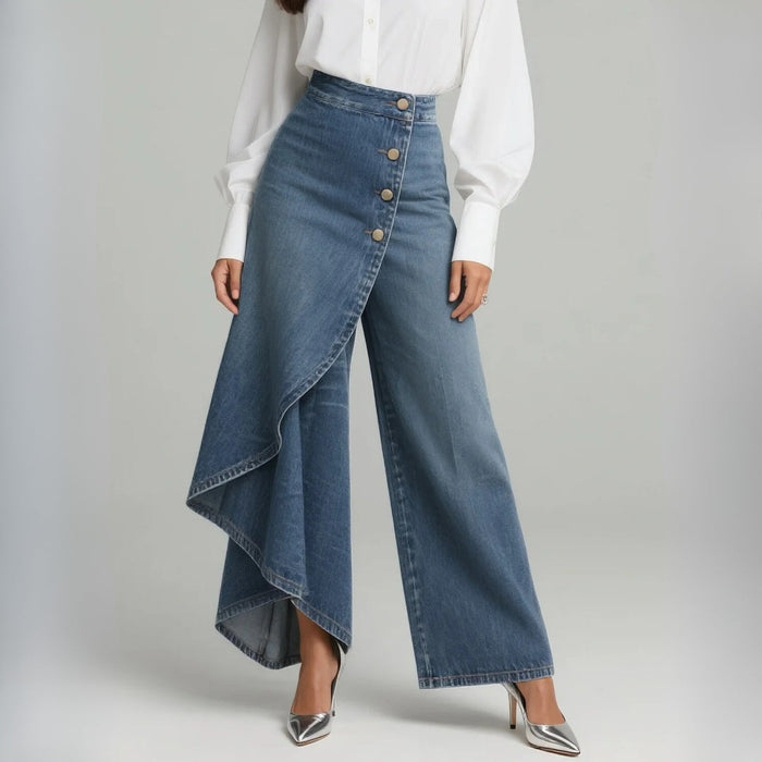 Suvi - Wrap-Style Denim Trousers