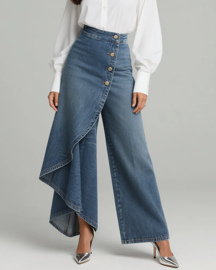 Suvi - Wrap-Style Denim Trousers