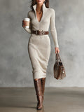 Sylvie | Knitted Dress with Neckline Semi-high