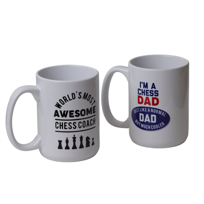 Tall Chess Themed Coffee Mugs | 450ml