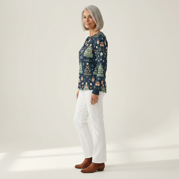 Talvi - Midnight Christmas Waffle Henley