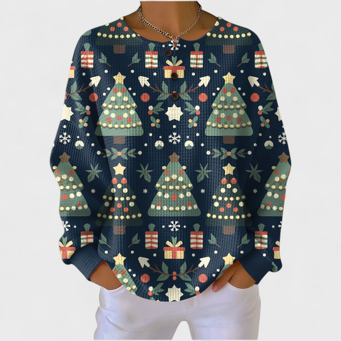Talvi - Midnight Christmas Waffle Henley