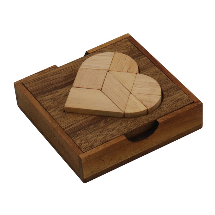 TANGRAM  HEART | 12 cm | Solid Wood | 9 Pieces