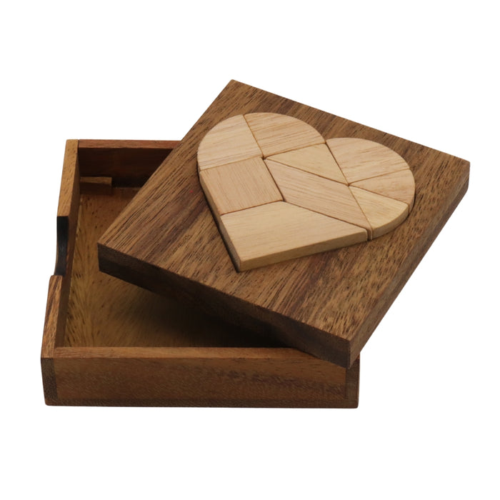 TANGRAM  HEART | 12 cm | Solid Wood | 9 Pieces