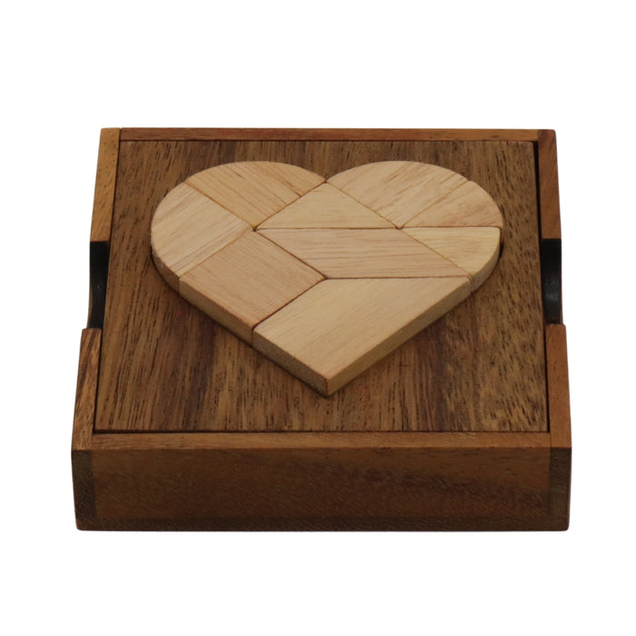 TANGRAM  HEART | 12 cm | Solid Wood | 9 Pieces