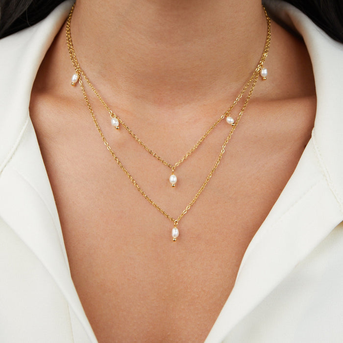 Tanja | Gold-Plated Layers Necklace with Modern Link