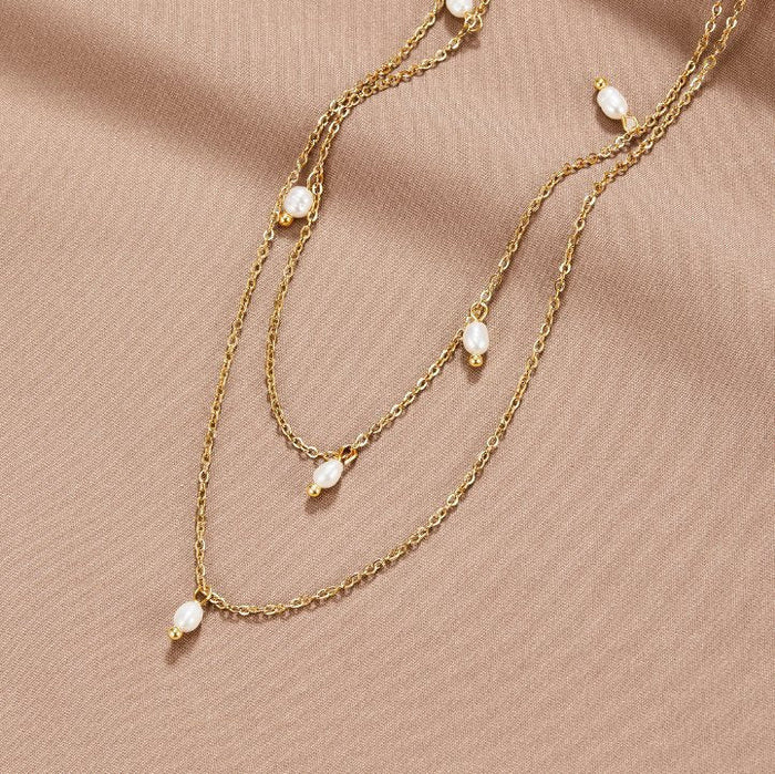 Tanja | Gold-Plated Layers Necklace with Modern Link