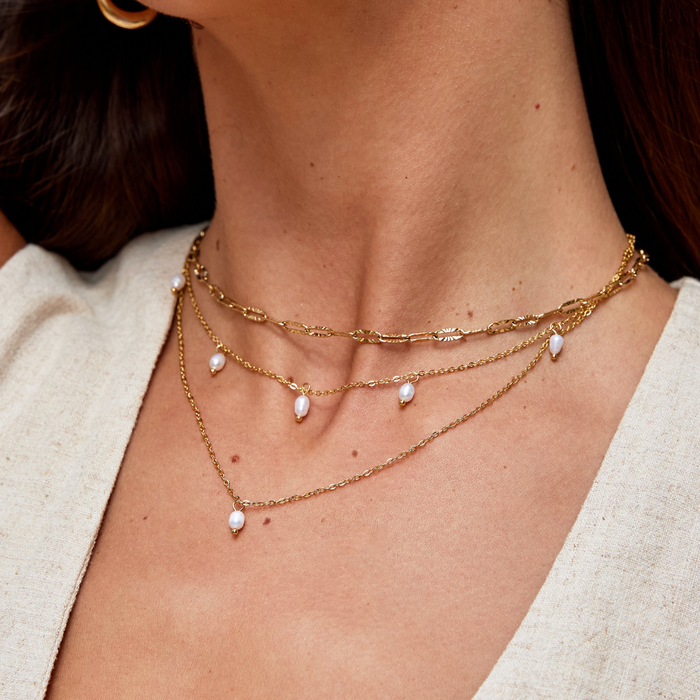 Tanja | Gold-Plated Layers Necklace with Modern Link