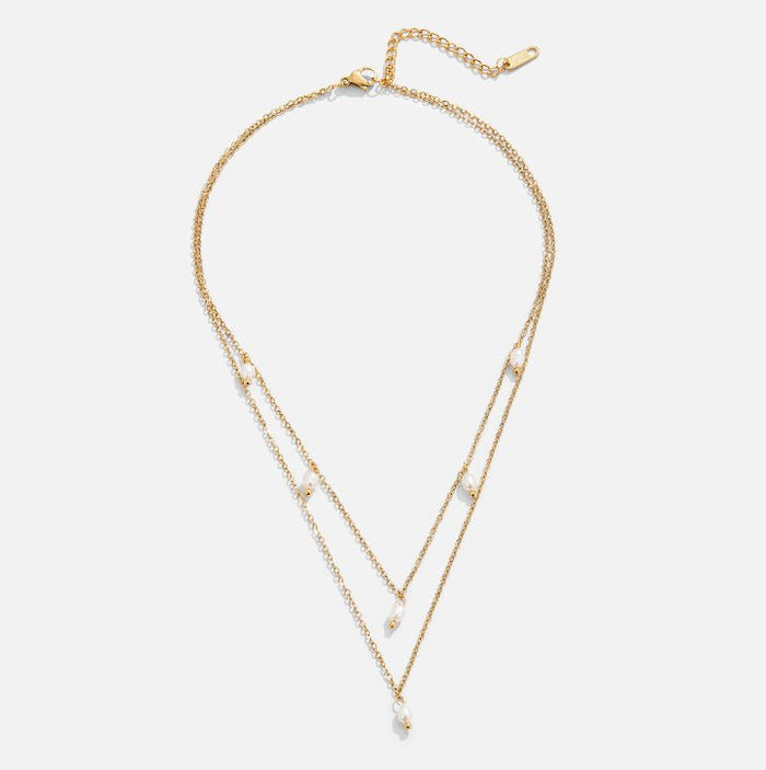 Tanja | Gold-Plated Layers Necklace with Modern Link