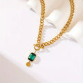 Tereza | Gold-Plated Necklace with Emerald Charm