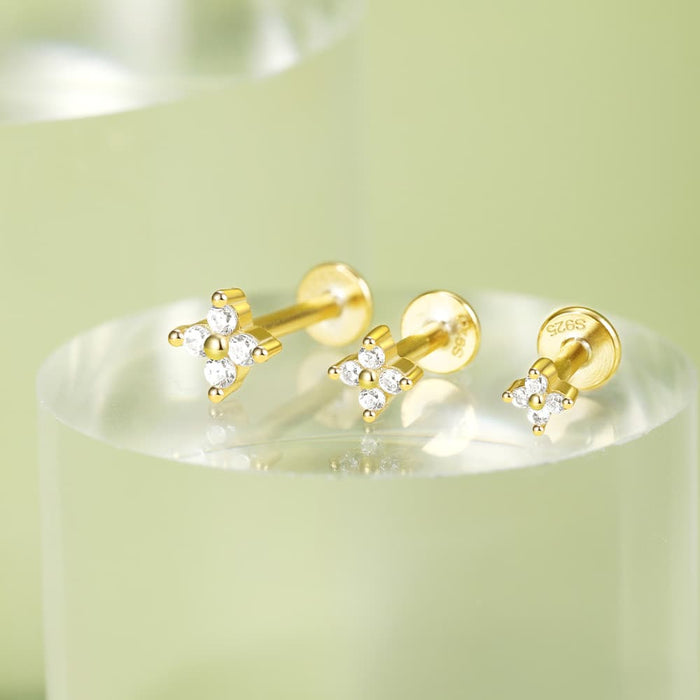 Tereza | Gold-Tone Delicate Hoops with Brilliant Accent