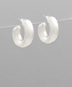 Thick Silver Hoop Earrings