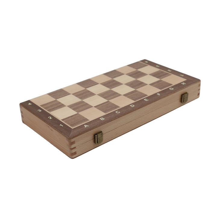 Travel Chess & Checkers Set | Folding | Magnetic | Walnut & Maple | 40cm