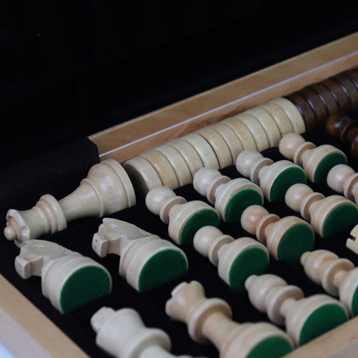 Travel Chess & Checkers Set | Folding | Magnetic | Walnut & Maple | 40cm