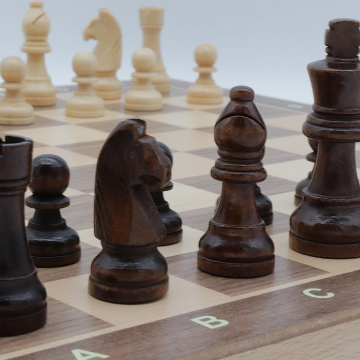 Travel Chess & Checkers Set | Folding | Magnetic | Walnut & Maple | 40cm
