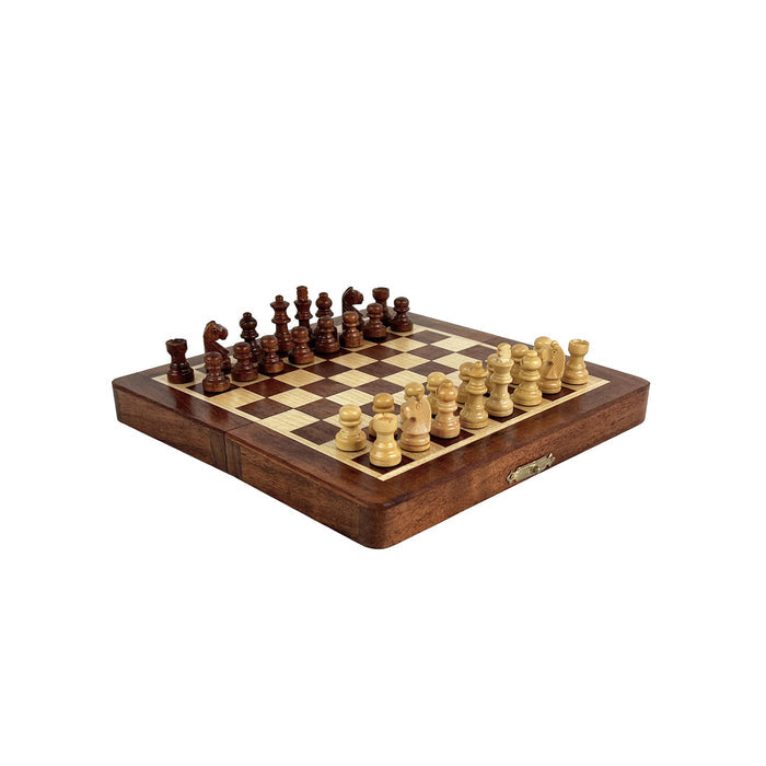 Travel Chess Set | Wooden | Magnetic | Folding | 18cm