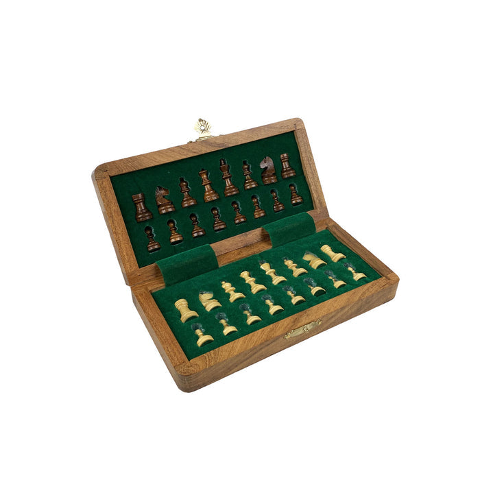 Travel Chess Set | Wooden | Magnetic | Folding | 18cm