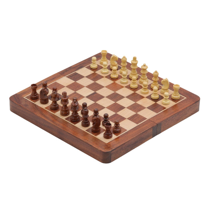 Travel Chess Set | Wooden | Magnetic | Folding | 25cm