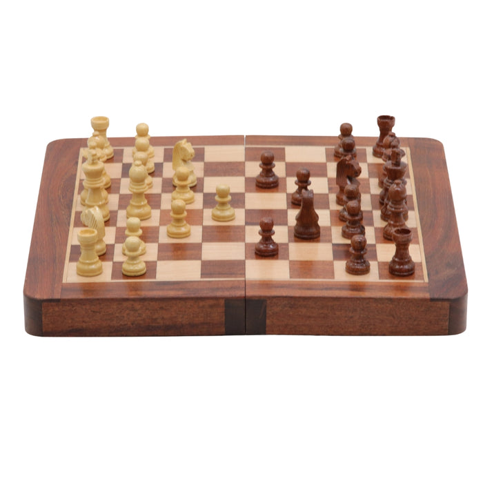 Travel Chess Set | Wooden | Magnetic | Folding | 25cm