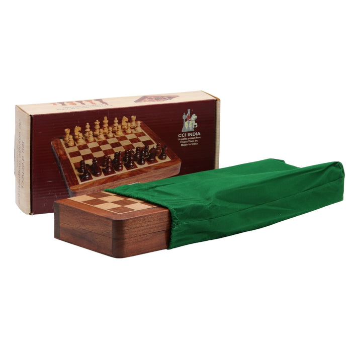 Travel Chess Set | Wooden | Magnetic | Folding | 25cm