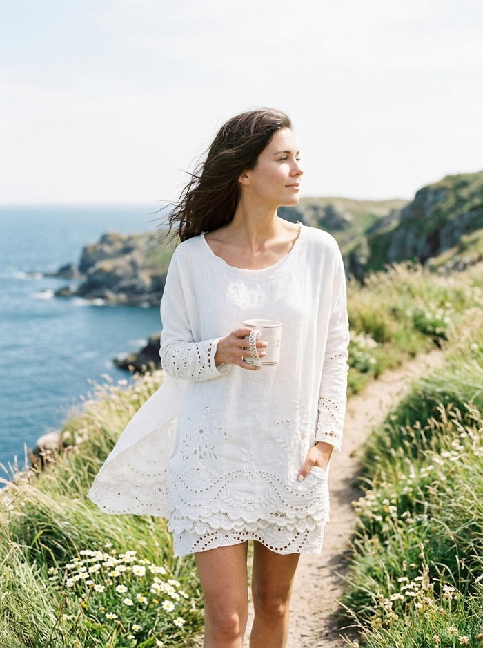 Tunic Brise Fiore - coastal cliff path lifestyle mood