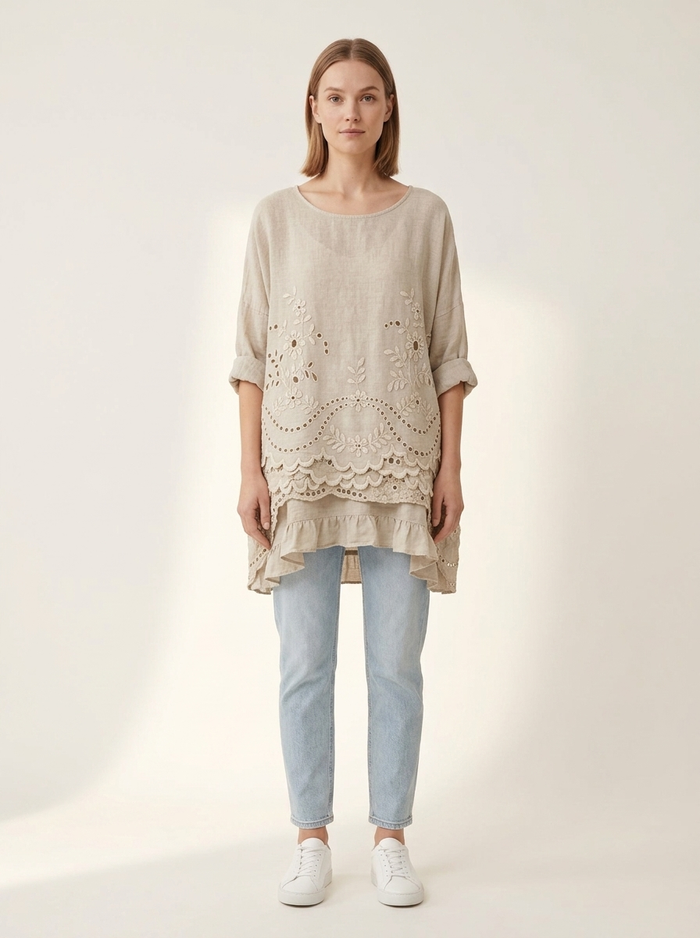 Tunic Whisper Birch beige - editorial hero