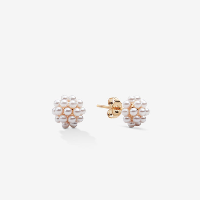 Tuuli | Gold-Plated Pearl Flower Studs