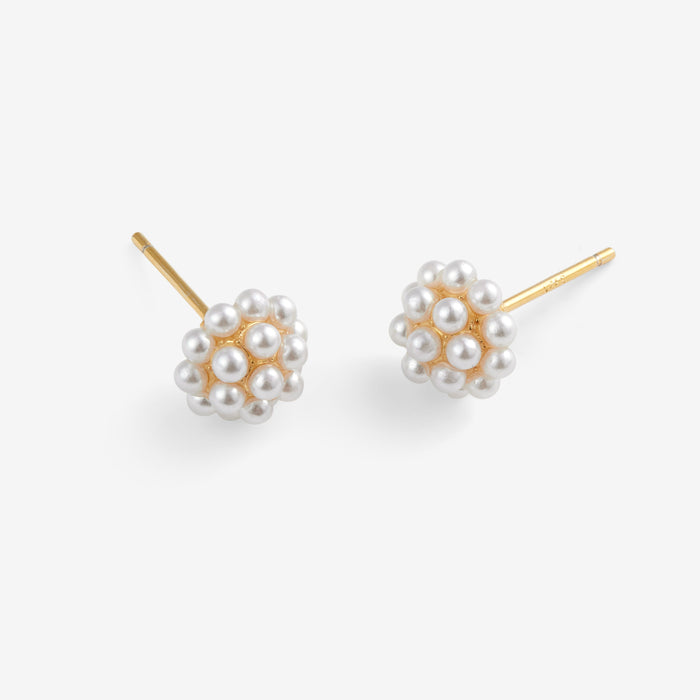 Tuuli | Gold-Plated Pearl Flower Studs