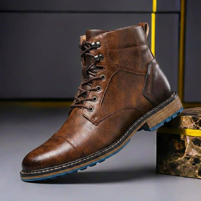 Two-Tone Leather Boots