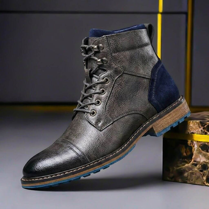Two-Tone Leather Boots