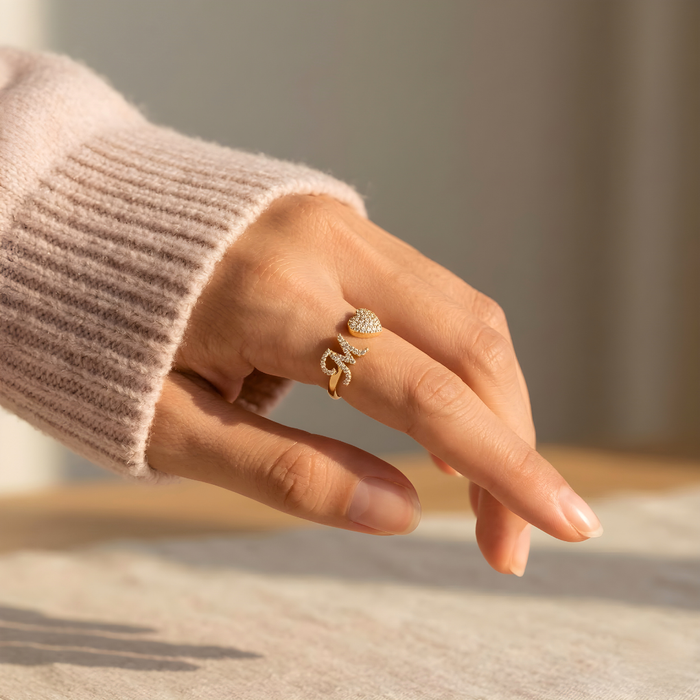 Valeria | Gold-Plated Love Initial Ring