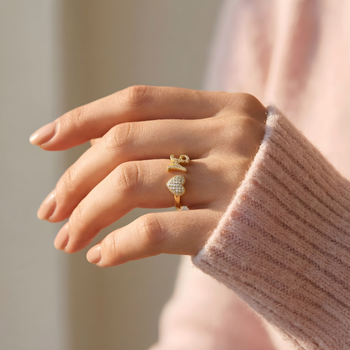 Valeria | Gold-Plated Love Initial Ring