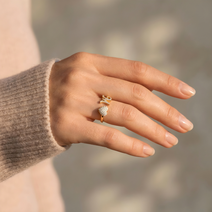Valeria | Gold-Plated Love Initial Ring