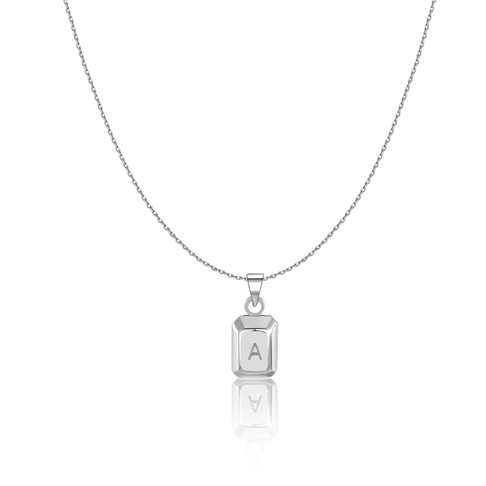 Valeria | Silver Initial Bar Necklace