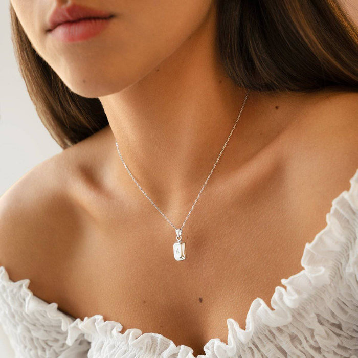 Valeria | Silver Initial Bar Necklace