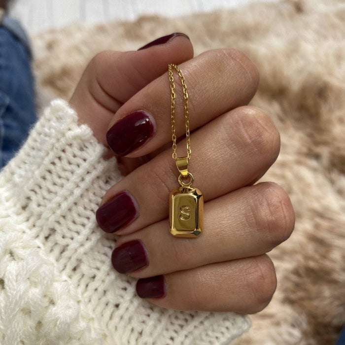 Valeria | Silver Initial Bar Necklace