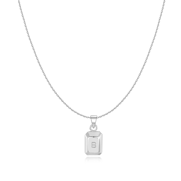 Valeria | Silver Initial Bar Necklace
