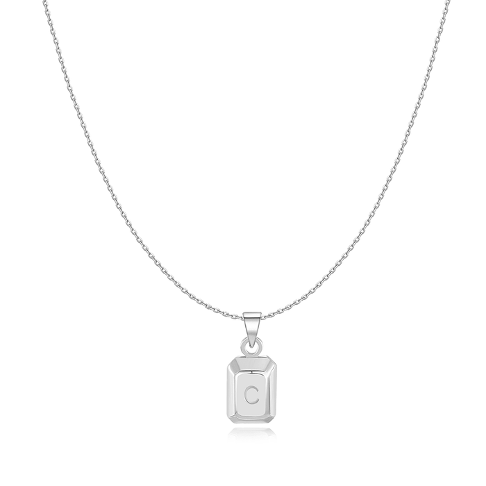 Valeria | Silver Initial Bar Necklace