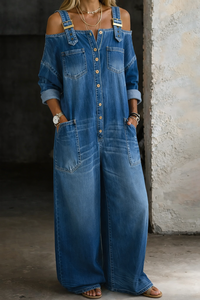 Vappu - Off-Shoulder Denim Jumpsuit