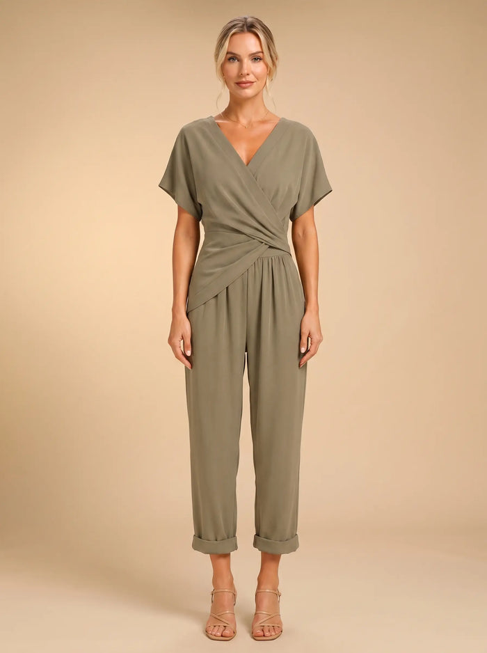 Vera | Short-Sleeve Wrap Jumpsuit