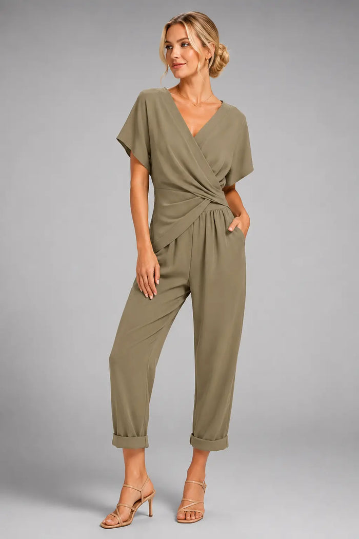 Vera | Short-Sleeve Wrap Jumpsuit