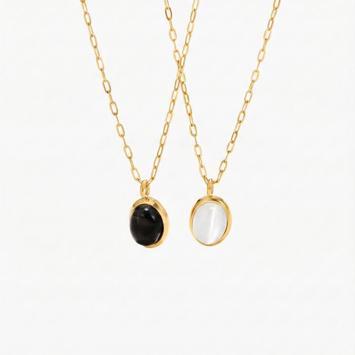 Veronika | Gold-Plated Double Necklace with Details Black